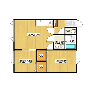 ソレイユとん田【2階】の間取り