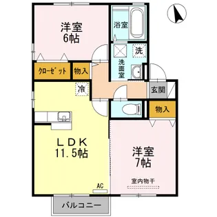 グレープシャインB棟【2階】の間取り