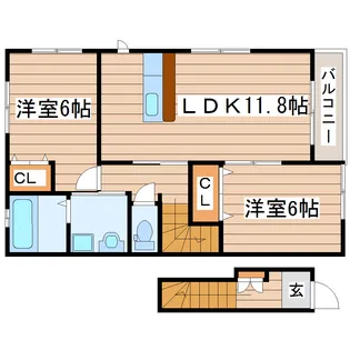 ボヌール中田A【2階】の間取り