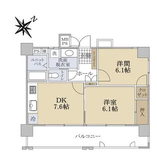 ダイアパレス皆実町弐番館【2階】の間取り