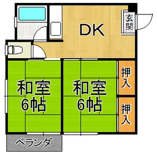 市隆ハイツ立花2番館【1階】の間取り