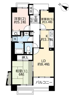 UR幕張ベイタウンパティオス15番街【6階】の間取り