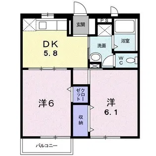 サンテラス窪 B【2階】の間取り
