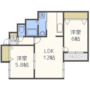 ハピネス八軒【4階】の間取り