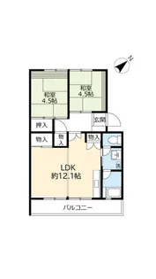 2LDKの間取り画像