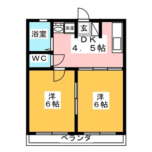 シティハイムホソノB棟【1階】の間取り