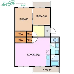 江場ハイツ【4階】の間取り