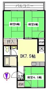 パレス篠宮・西【2階】の間取り