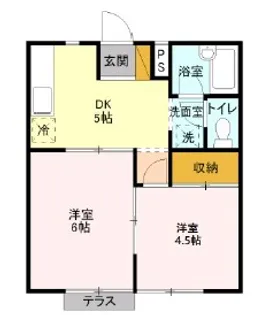 コスモプラザB【1階】の間取り