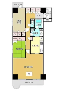 グランエクレール五橋【3階】の間取り