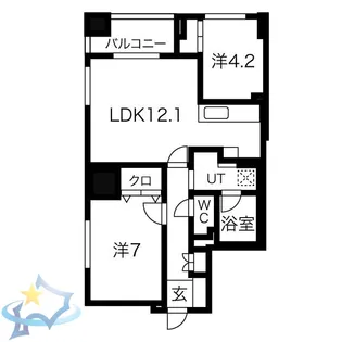 ラ・クラッセ札幌ステーションルミエール【12階】の間取り