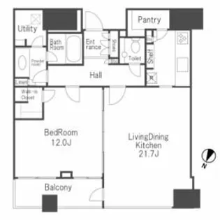 赤坂タワーレジデンスTop of The Hill【39階】の間取り