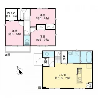 千葉県市川市須和田2【一戸建】の間取り