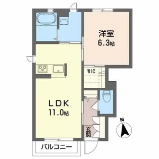 シャーメゾン朝日ヶ丘A【1階】の間取り