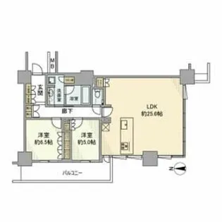 プライムパークス品川シーサイドザ・タワー【9階】の間取り