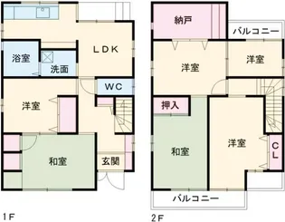 愛知県北名古屋市鹿田院田前【一戸建】の間取り