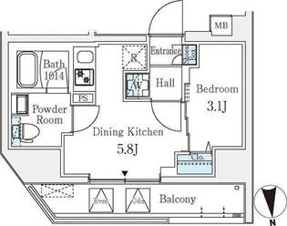 クラリティア文京湯島【6階】の間取り