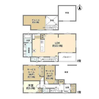東京都目黒区大岡山1【一戸建】の間取り