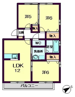 京都府木津川市梅美台1【アパート】の間取り