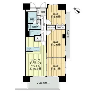 クレール牛田本町【4階】の間取り