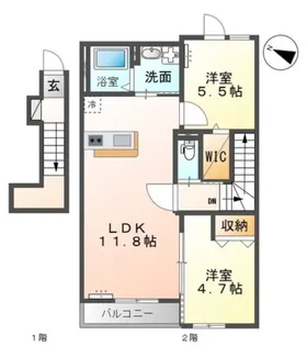 ムーンローズ香貫【2階】の間取り