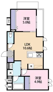 グラース等々力【1階】の間取り