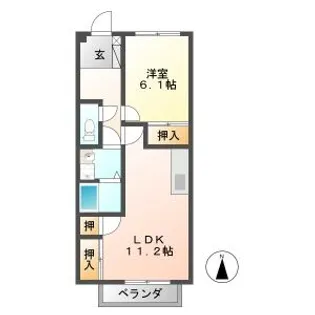 エスポアール那加 B【2階】の間取り