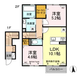 メルヴェーユ・ウィットB【2階】の間取り