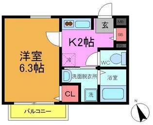 アムール南八幡【1階】の間取り