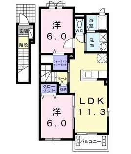 カーサ・フェリーチェ【2階】の間取り