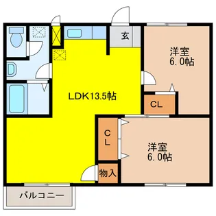ルミエールいしはら B・C【2階】の間取り