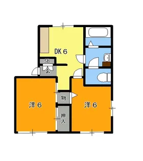 野辺ハイツ上之E【1階】の間取り