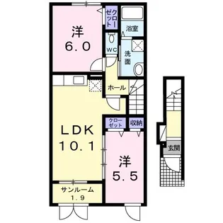 ベルソレイユB【2階】の間取り