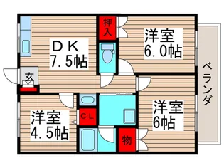 パールハイツ鎌倉 A棟【2階】の間取り