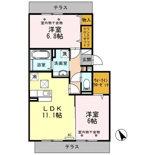 セゾンクレールII棟【1階】の間取り