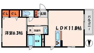 シャーメゾン7番館【1階】の間取り