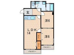 ハイツ 甑岩【1階】の間取り