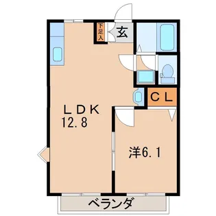 ビューヒルズB【1階】の間取り