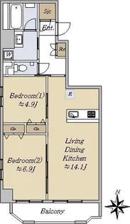 モンテヴェルデ神楽坂弐番館【4階】の間取り