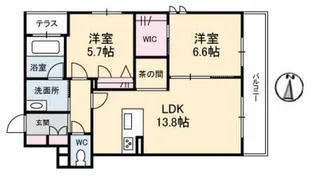 キヨール東原A棟【2階】の間取り