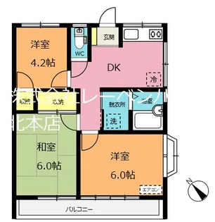 本宿スカイコーポラスA【2階】の間取り