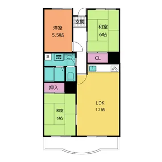 富吉グリーンハイツ2号棟【7階】の間取り