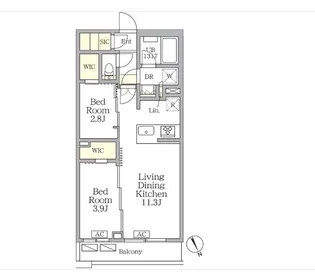アジールコート後楽園【1階】の間取り