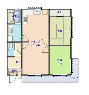 輝雲マンション【2階】の間取り
