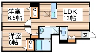 ルナ沖野【1階】の間取り