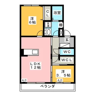 クラウン杉本B【1階】の間取り