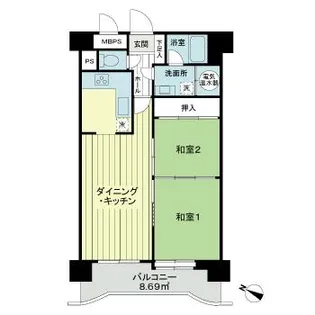 ライオンズマンション木町通【7階】の間取り