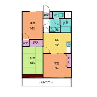 旗家マンションルノワール【3階】の間取り