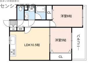京橋第1コーポ【10階】の間取り