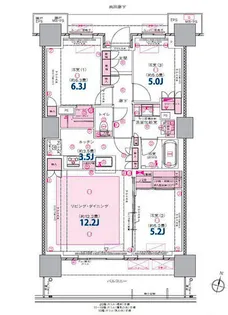 プラウドタワー郡山【13階】の間取り